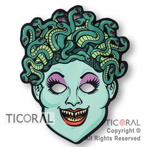 MASCARA TELA MUJER ZOMBIE VIBORAS x 1